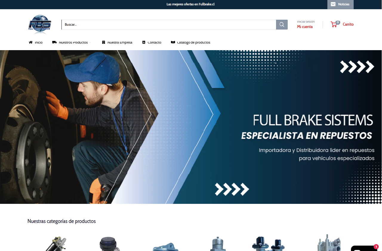 Sitio web de Full Brake Systems desarrollado por Creative Web
