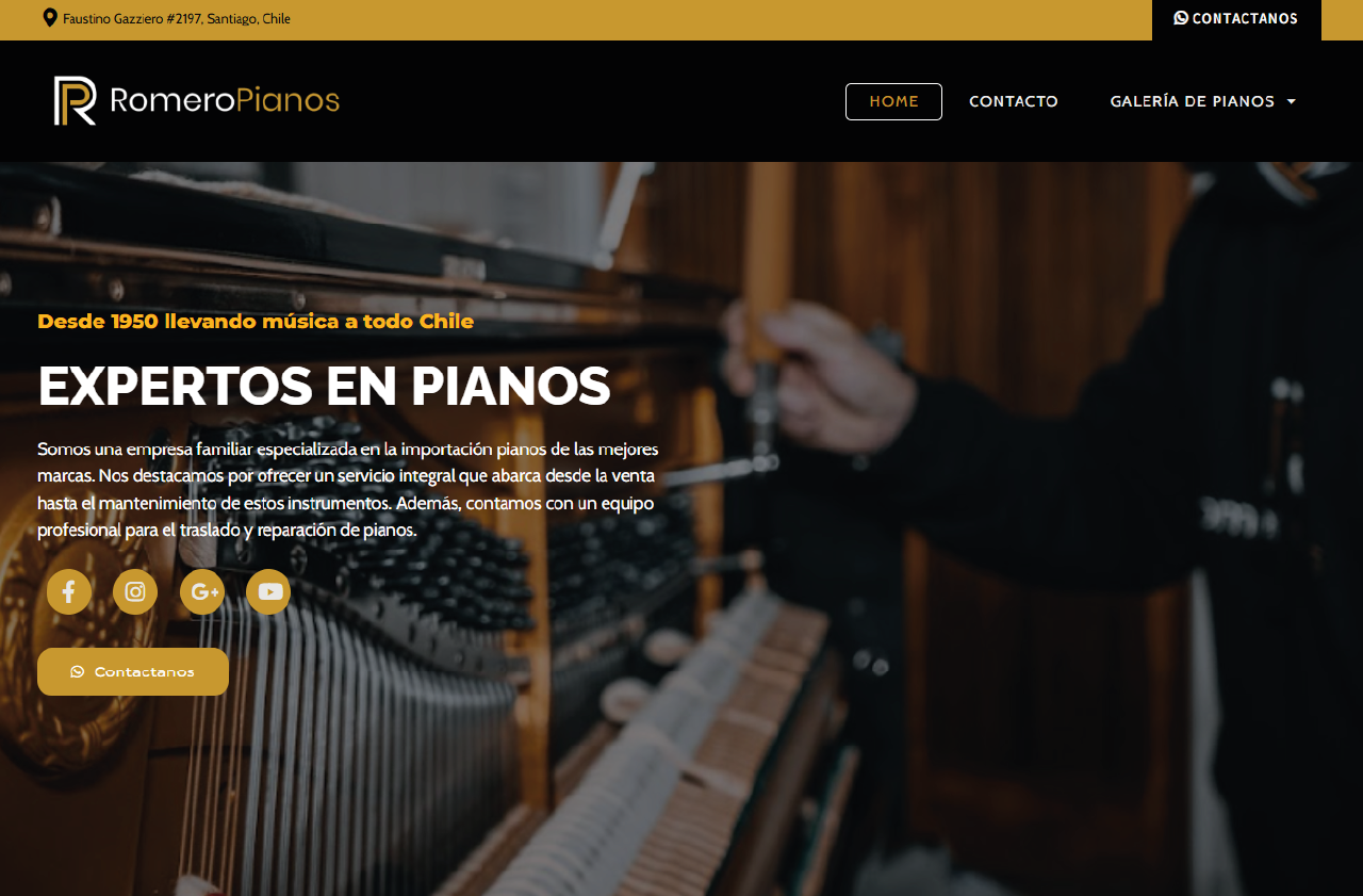 Sitio web de Romero Pianos