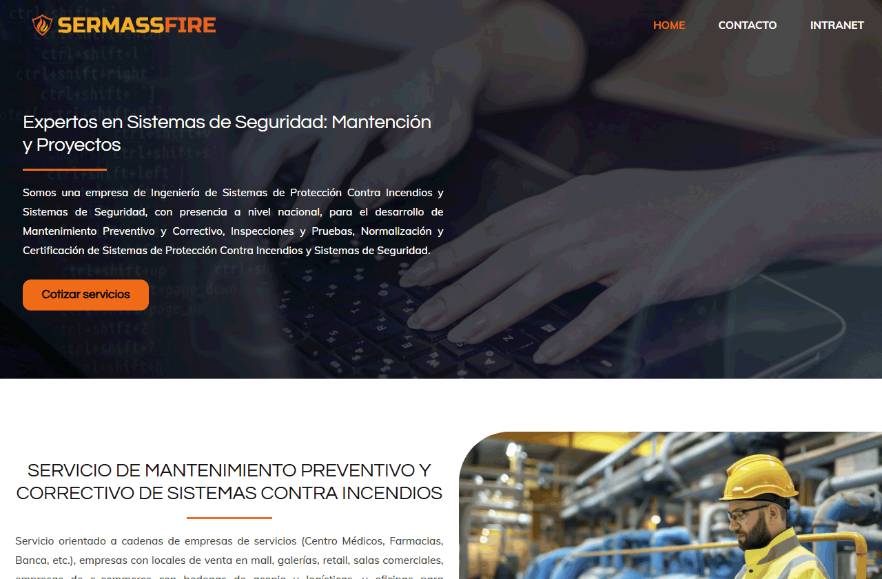 Sitio web corporativo de Sermassfire desarrollado por Creative Web