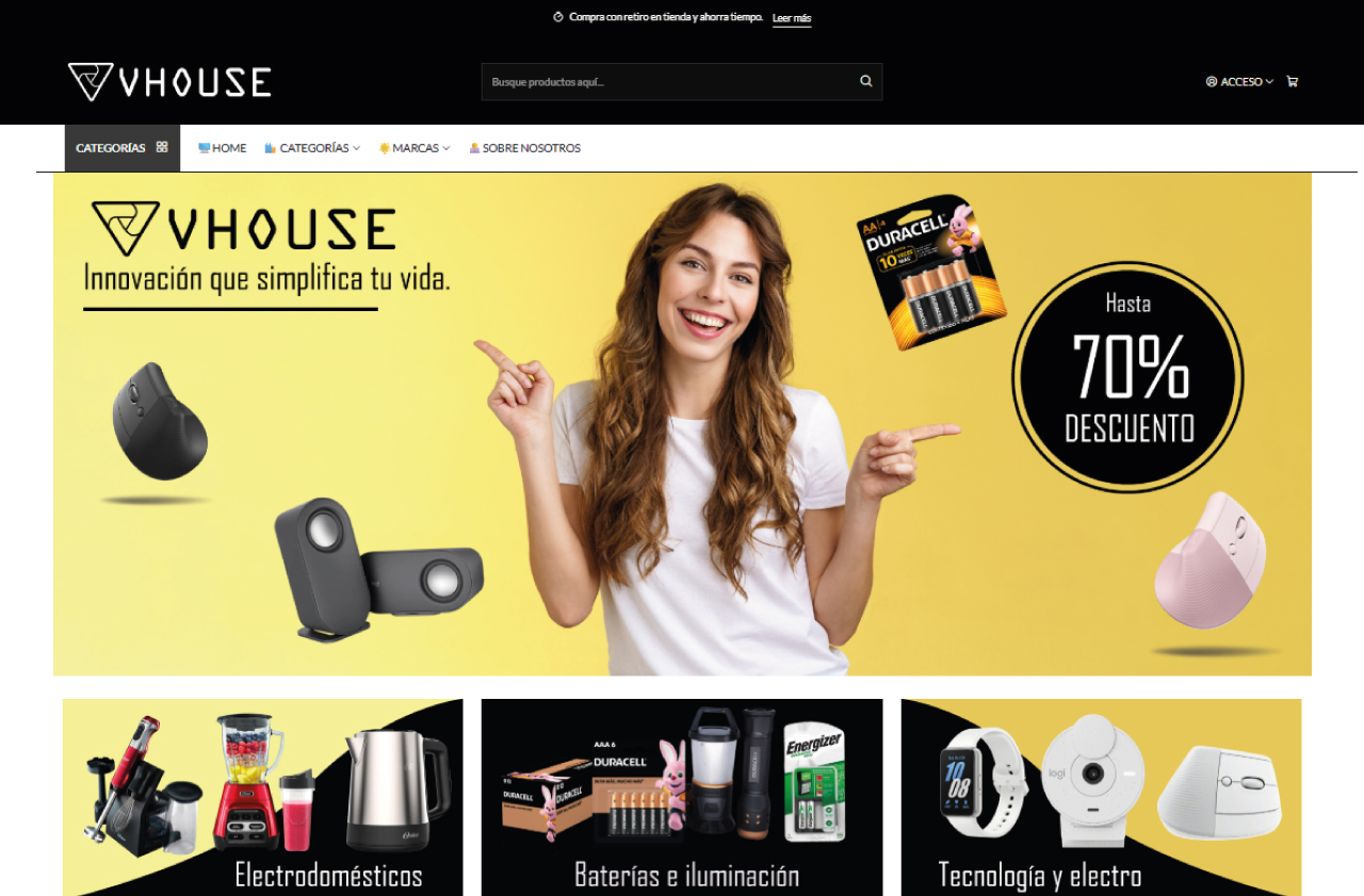 Ecommerce VHouse desarrollado por Creative Web