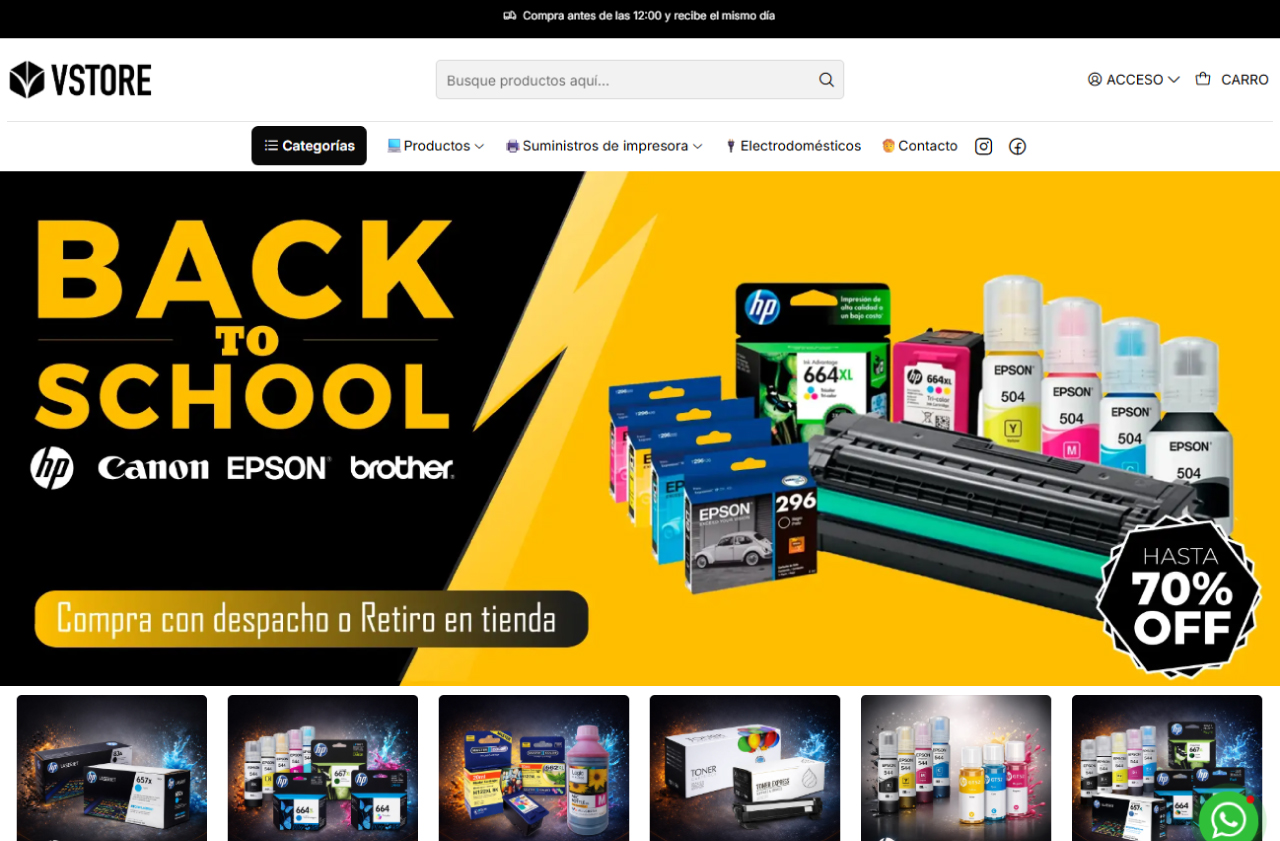 Ecommerce de VStore desarrollado por Creative Web