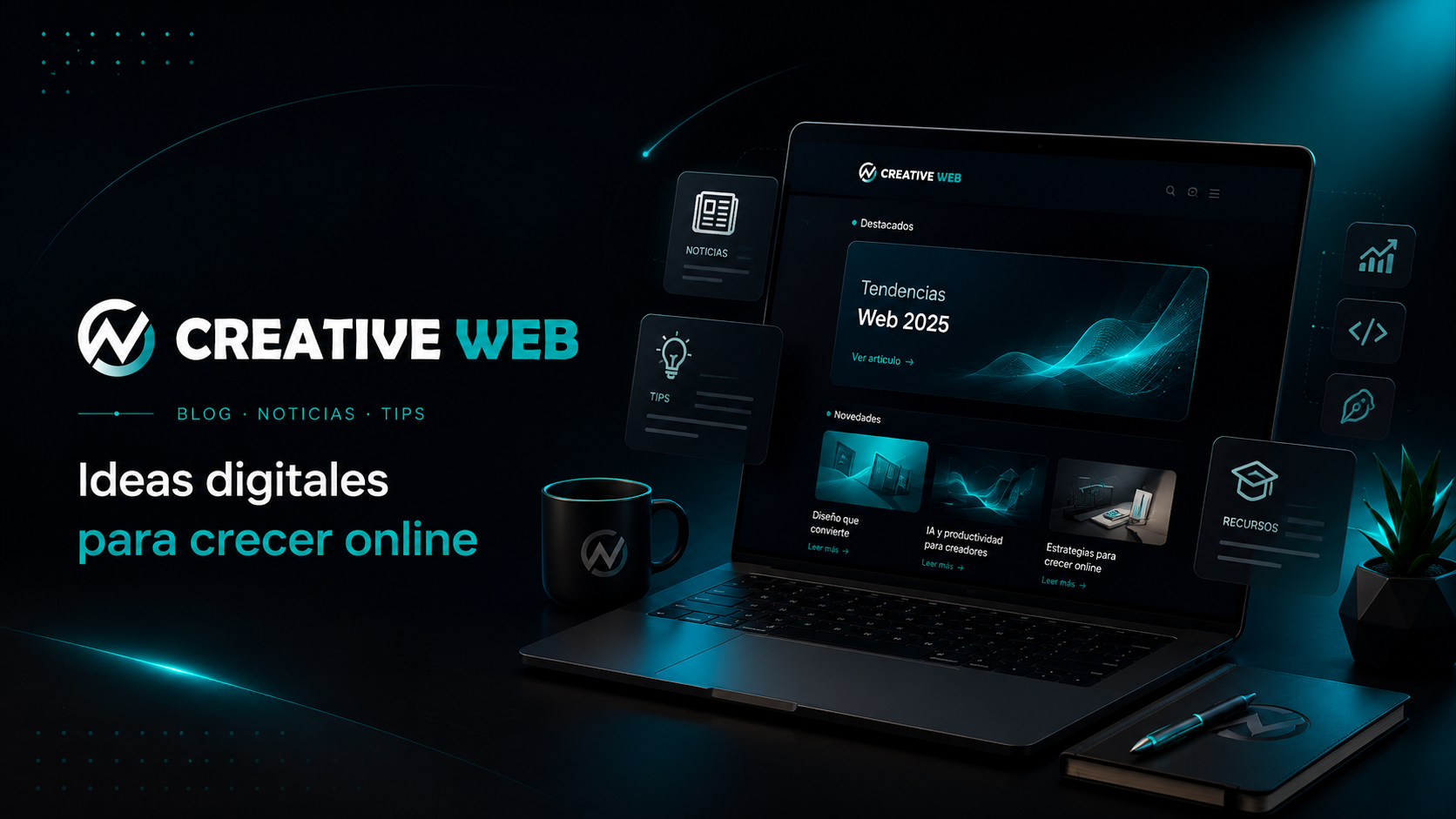 Banner del blog de Creative Web sobre noticias digitales, tips web y estrategias para crecer online