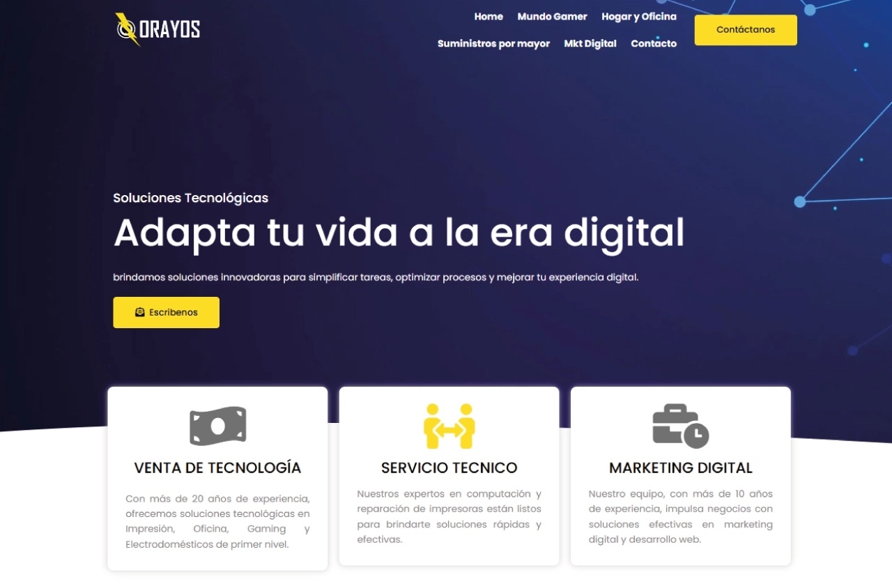 Sitio web de Orayos desarrollado por Creative Web