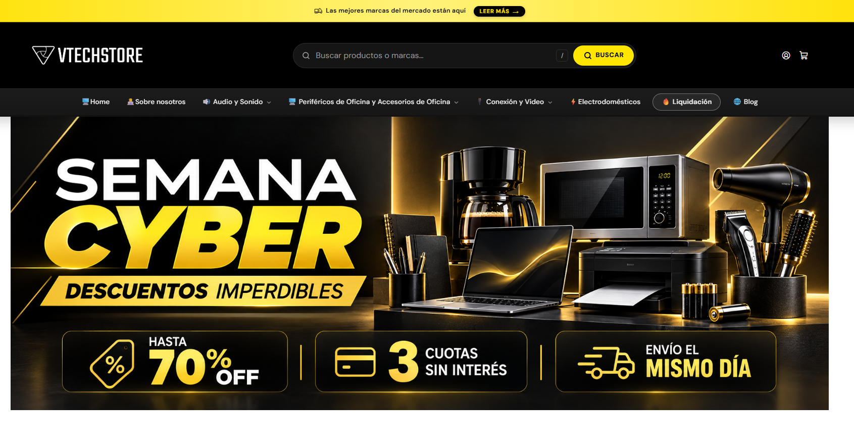 Ecommerce de VTechStore, tienda de tecnología en Chile, desarrollado por Creative Web